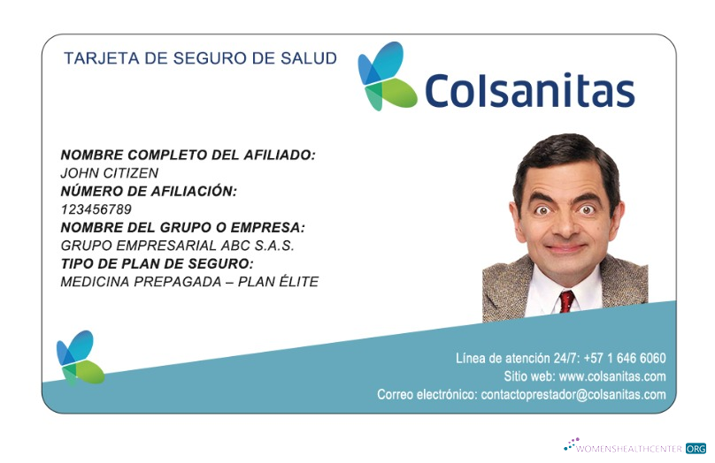 Download Colombia health insurance card Photoshop template